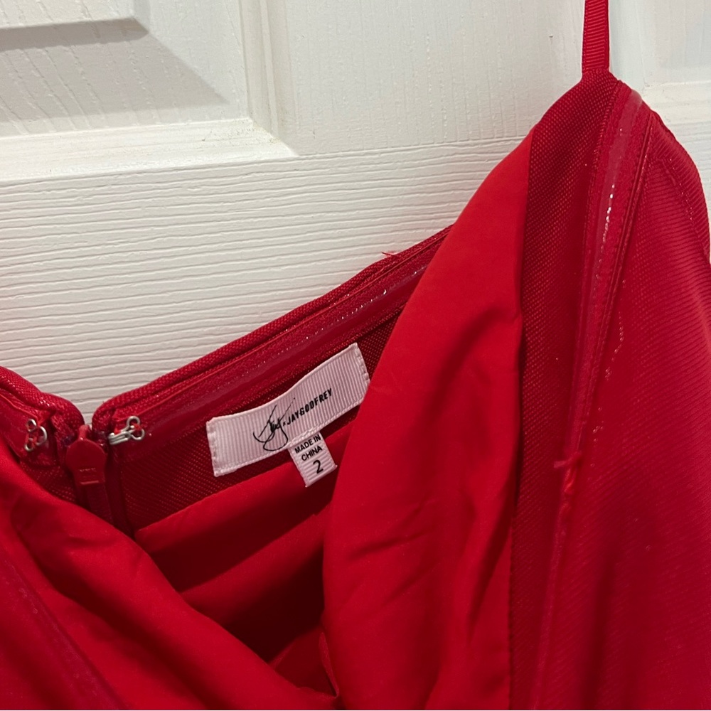 Jay Godfrey Strapless Red Ruffle Gown - Picture 5 of 6